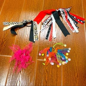 Girls set of 4 hair ties with multicolored ribbons